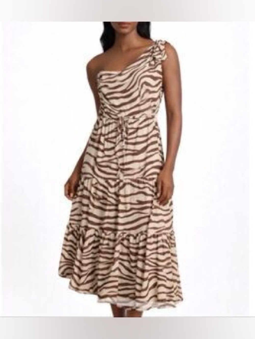 White Closet Elements One Shoulder Tiger Stripe Dress Size L